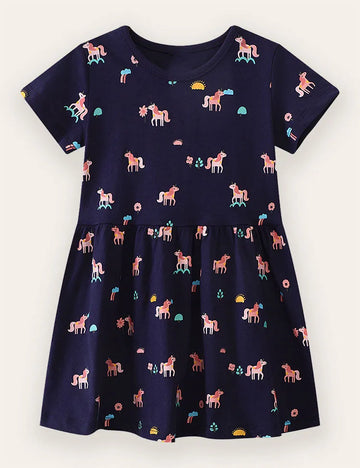 Unicorn Print Cotton Dress